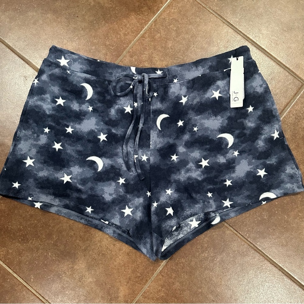 Jasmine & Ginger Star and Moon Print Drawstring Knit Sleep Shorts - Picture 2 of 6